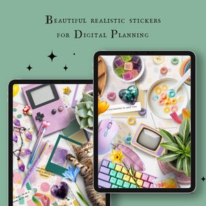 Realistische Digitale Sticker - Retro Design - PNG und Goodnotes Datei