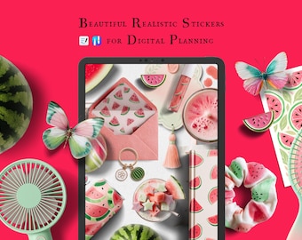 Realistic Digital Stickers - Watermelon Design - PNG, Goodnotes and Noteful File