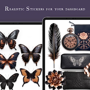 Adesivi digitali realistici - Goth Romance - File PNG e Goodnotes