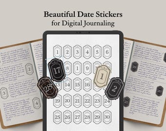 Dark Academia Daily Date Stickers for your Diary - PNG