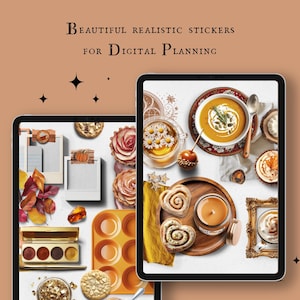 Cozy September –  Realistic Digital Stickers, PNG und Goodnotes Datei