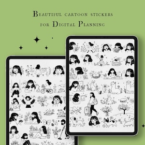 Cartoon Journal Stickers - Ellie - Frühling Sticker PNG and Goodnotes file