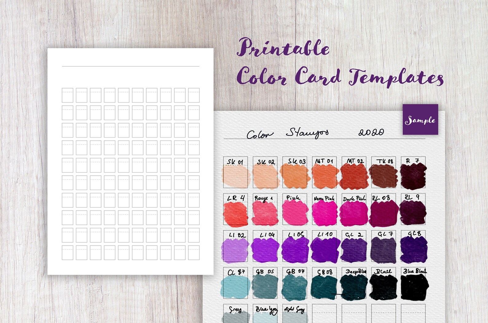 Color Card / Color Swatch / Printable / Template / Watercolor | Etsy