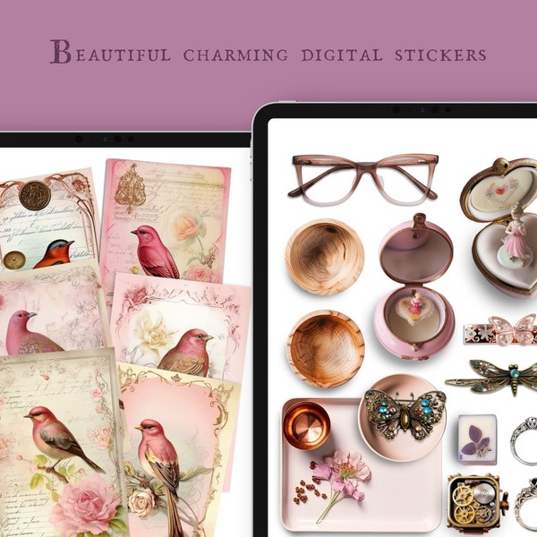 Fairytale Decor for your digital Dashboard and Planner - Realistic Digital Stickers, PNG und Goodnotes Datei