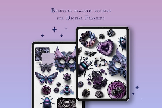 Realistische Digitale Gothic Sticker PNG und Goodnotes Datei