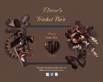 Coffee & Chocolate Digital Stickers, 380+ Realistic Goodnotes Noteful PNG Stickers, Dark Academia Fall Bullet Journaling Kit, Trinket Box