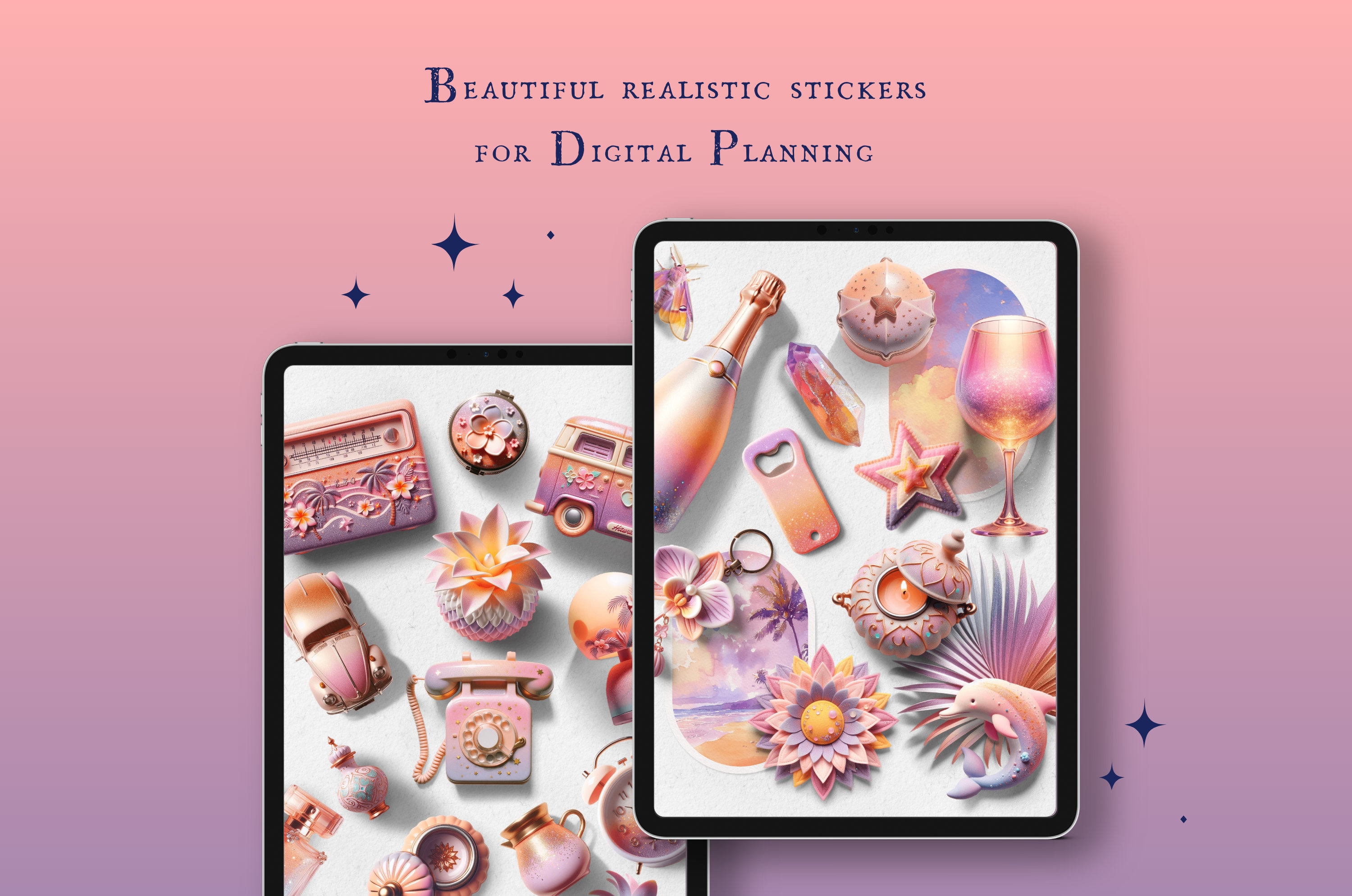 Realistic Digital Stickers Sunset Beach Realm PNG and Goodnotes File - Etsy