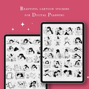 Cartoon Journal Stickers - Ellie - PNG and Goodnotes file