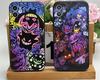 Cartoon Anime Pattern Gengar iPhone Case for iPhone 7 8 Plus XR XS mini 11 12 13 14 Pro Max & Samsung  S20 S21 S22 A52 A53 A71 Note Ultra