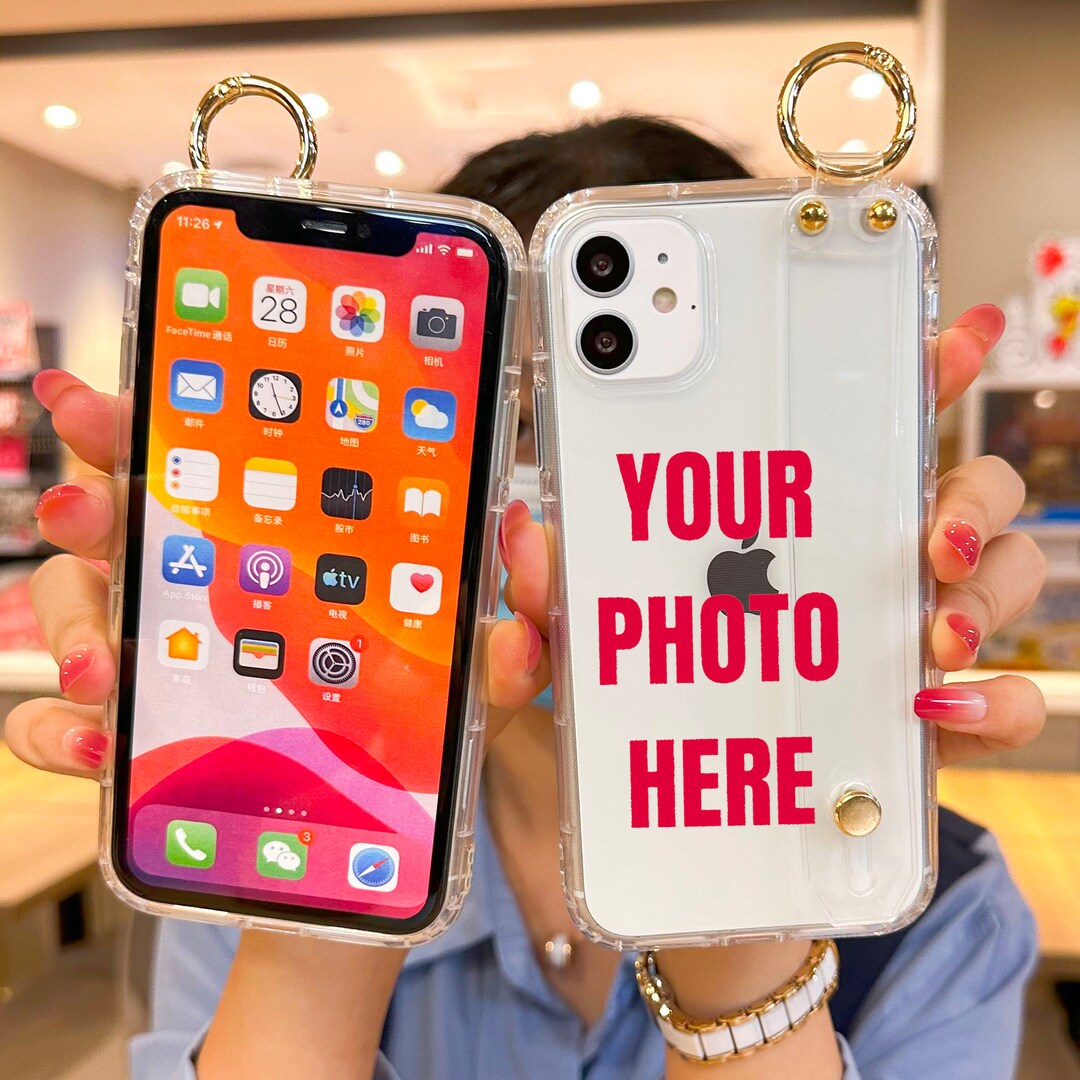 Personalized Custom Photo Clear Wrist Strap iPhone Case for iPhone 15