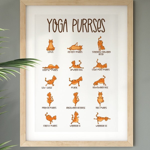 Yoga Poster | Yoga Cats Wall Art | Funny Cat Lover Artwork | Gift for Cat Lovers | Yoga wall decor