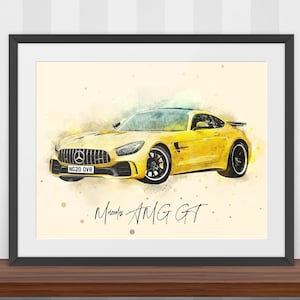 Aangepaste autotekening | Gepersonaliseerde vaderdagcadeau | Digitaal gepersonaliseerd auto-illustratie | Cadeau voor autoliefhebbers