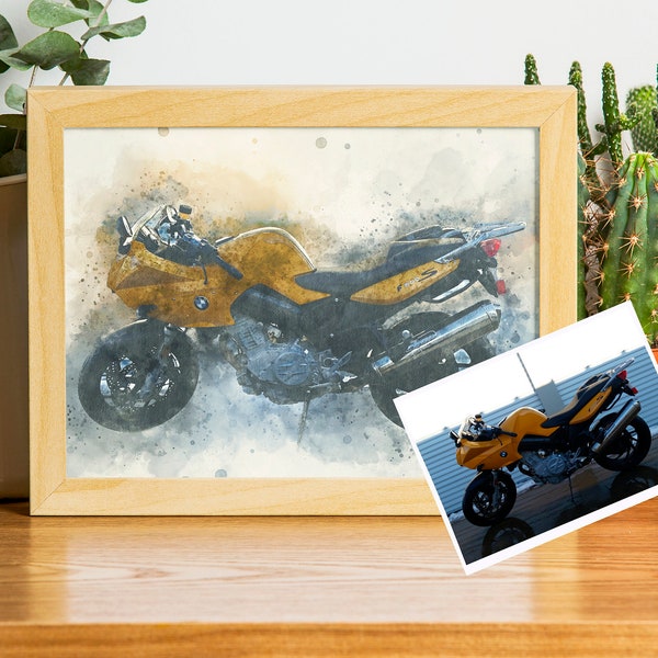 Peinture personnalisée à partir de photos / Impression moto / Croquis personnalisé / Portrait de vélo personnalisé / Cadeaux de fête des pères / Cadeaux motard / Cadeaux pour lui