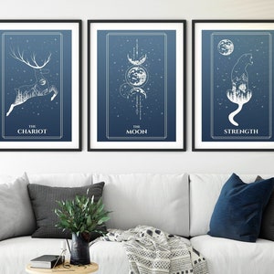 Tarot Drucke | Tarot Druck | Tarot Wandkunst | 3-teiliges Wandbild | Ästhetischer Raumdekor | Tarot Kunst | Tarotkarte Wandkunst
