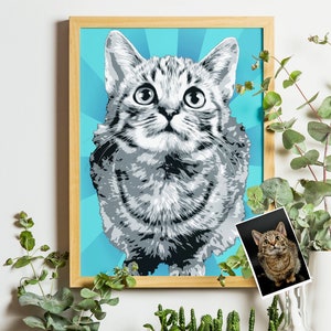 Andy Warhol pet portrait / Custom pop art pet portrait / Custom birthday gift for pet lovers / Custom pet memorial