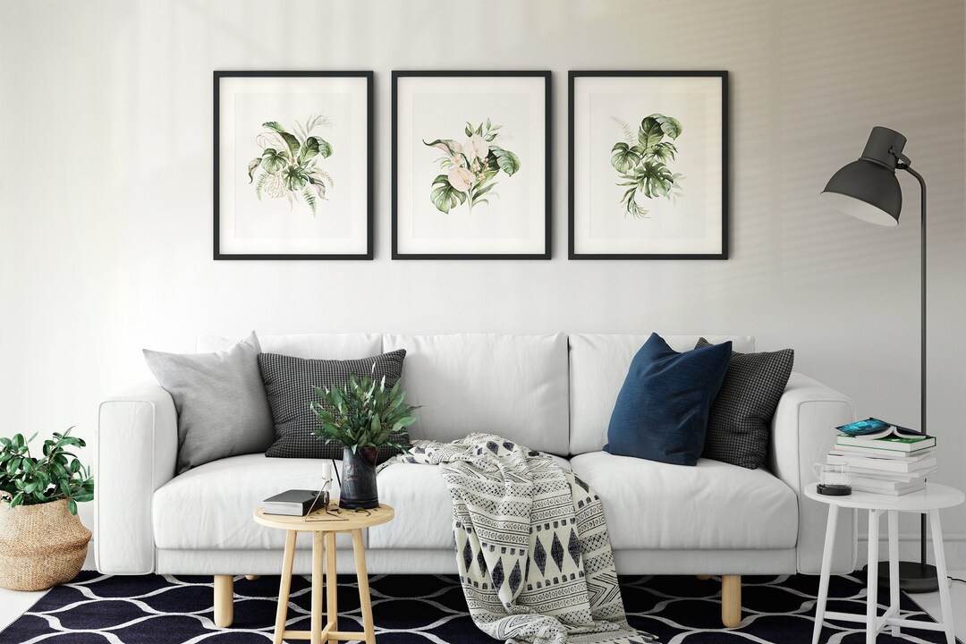 Set of 3 Botanical Prints 3 Piece Botanical Wall Art Watercolour ...