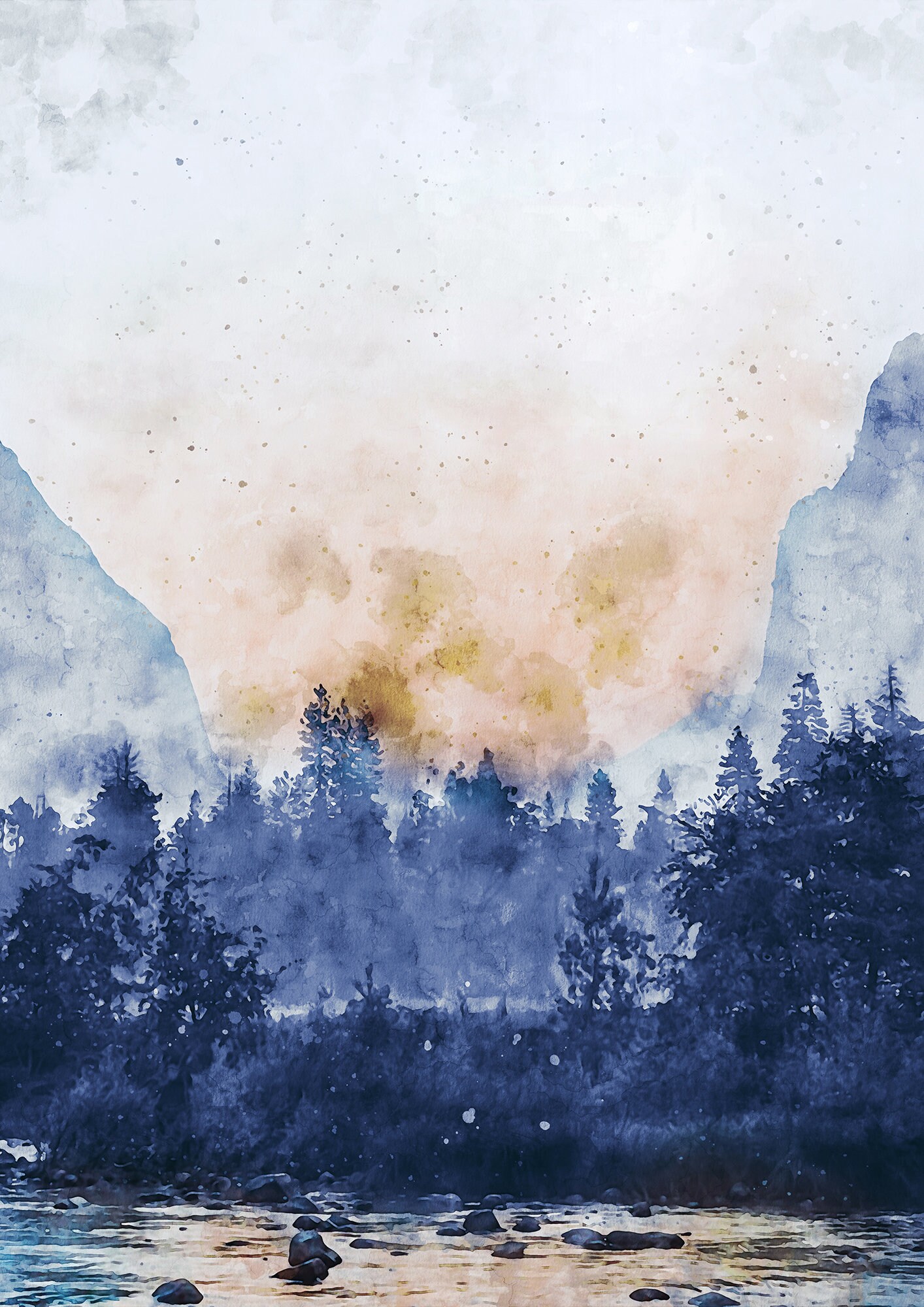 Set of 3 Prints Blue Set of 3 Wall Art Canvas 3 Piece Wall Etsy