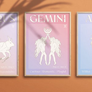 Astrology Poster | 3 piece wall art | Zodiac print | Horoscope Print | Star Sign art | Astrology print | UNFRAMED