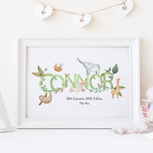 Personalised Name Prints Baby Print Framed Nursery Art Etsy