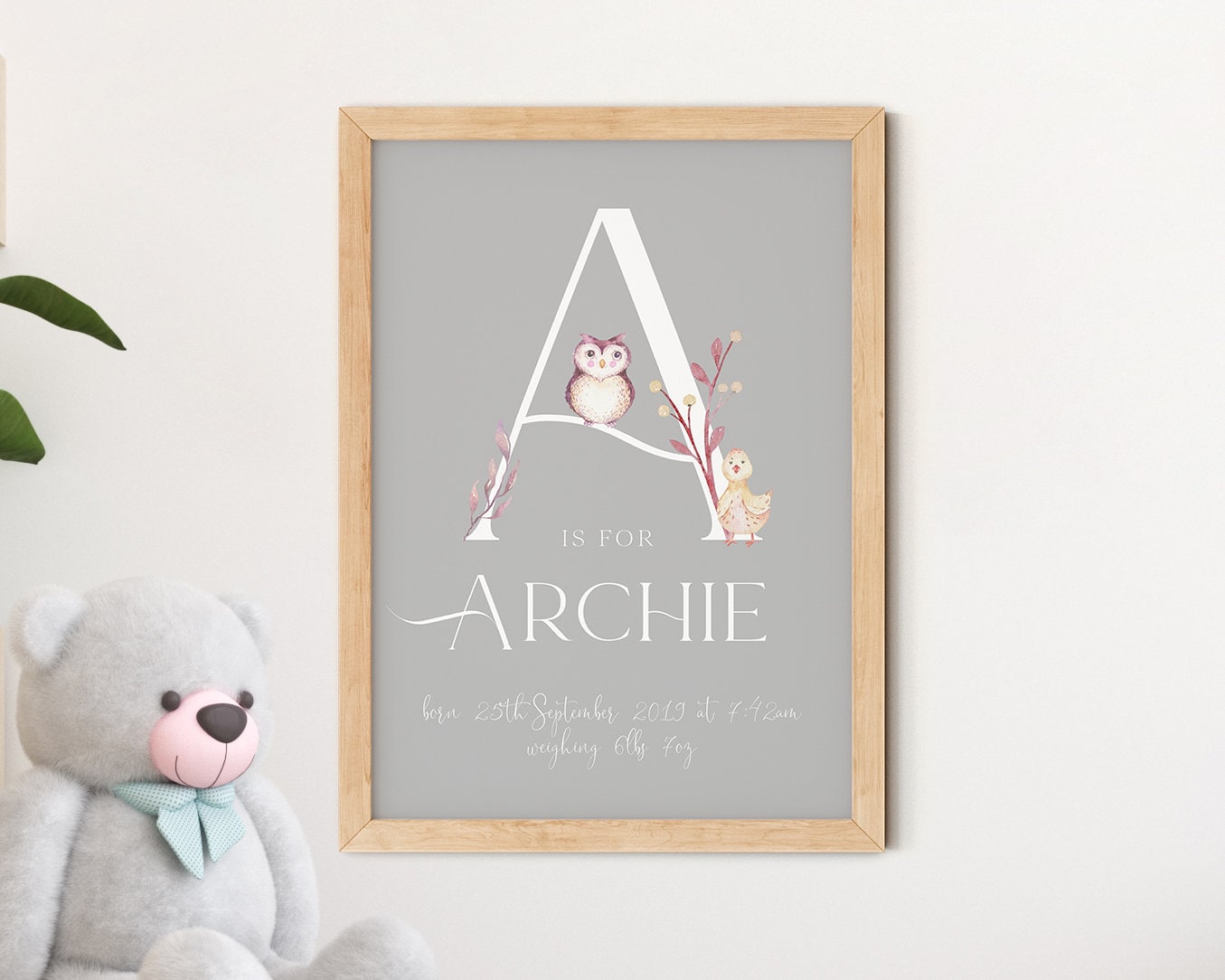 Baby Name Print Custom Nursery Wall Art New Baby Initial Etsy UK