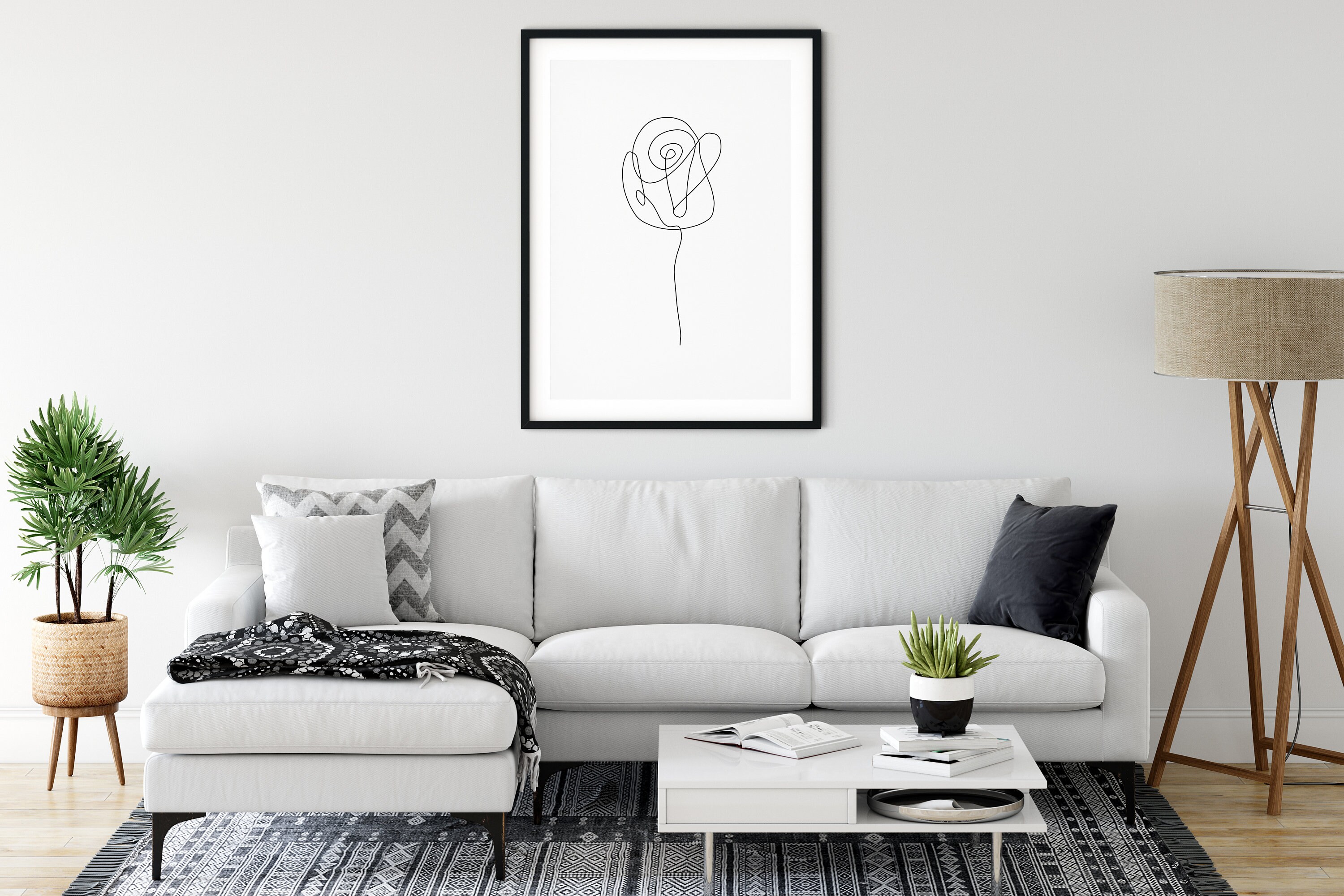 Rose Line Drawing Print Modern Line Drawing One Line | Etsy