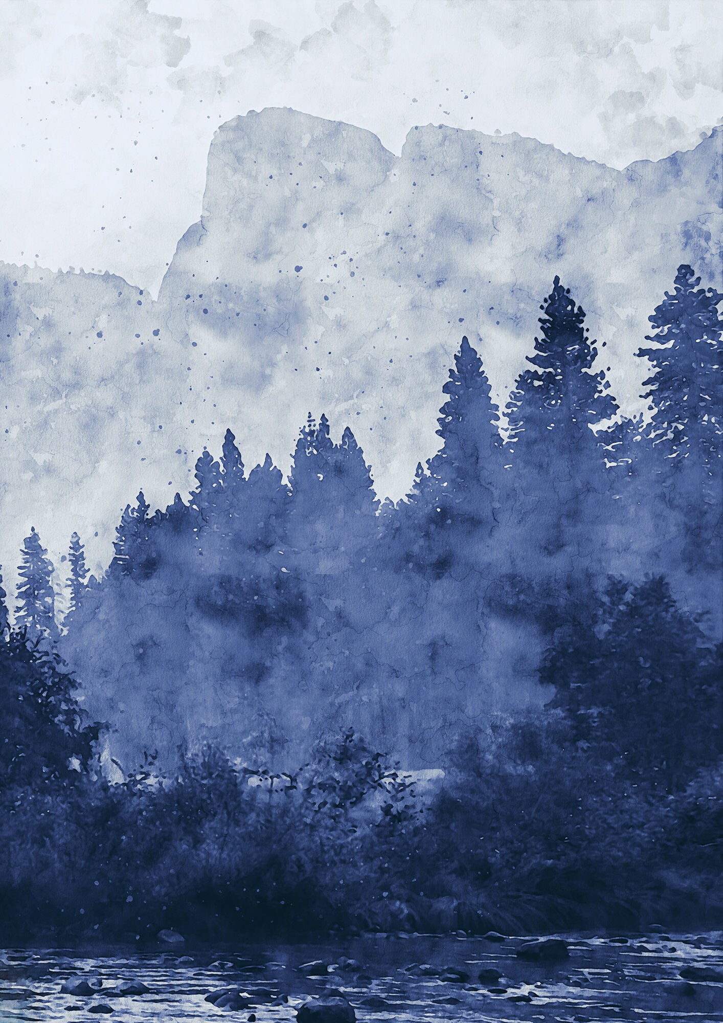 Set of 3 Prints Blue Set of 3 Wall Art Canvas 3 Piece Wall Etsy