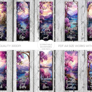 Printable Bookmarks, Book Lovers Quotes, Bookmark, Digital Download, Book Lover Gift, Set of 10 Bookmark Sublimation Designs