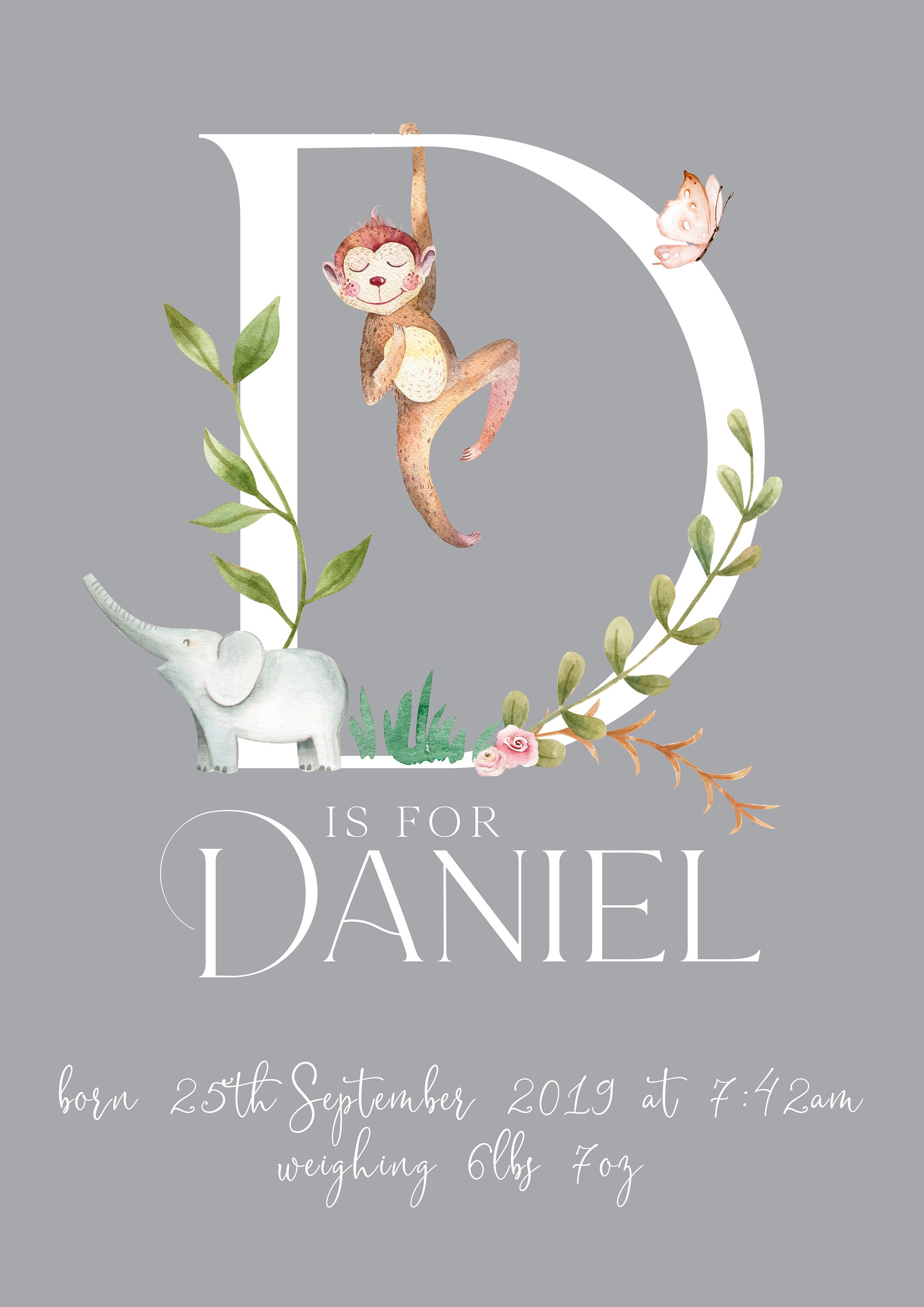 Baby Name Print Custom Nursery Wall Art New Baby Initial Etsy UK