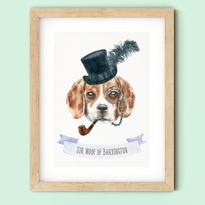 Cool dog print, custom dressed up dog, dog wall art, geeky art, printable dog poster, gifts for dog lovers