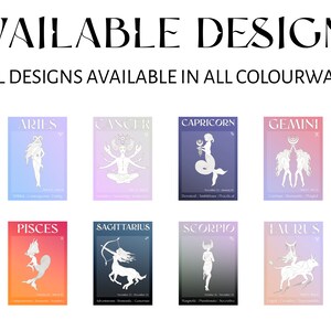 Astrology Poster 3 piece wall art Zodiac print Horoscope Print Star Sign art Astrology print UNFRAMED image 2