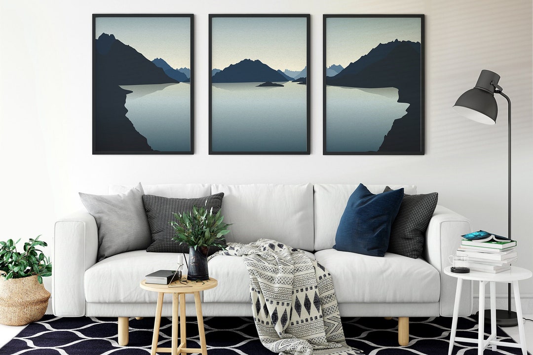 Set of 3 Prints Blue | 3 Piece Wall Art | Landscape Wall Art | Nature ...