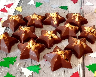 Pack of 12 Belgian Milk Chocolate Honeycomb Stars