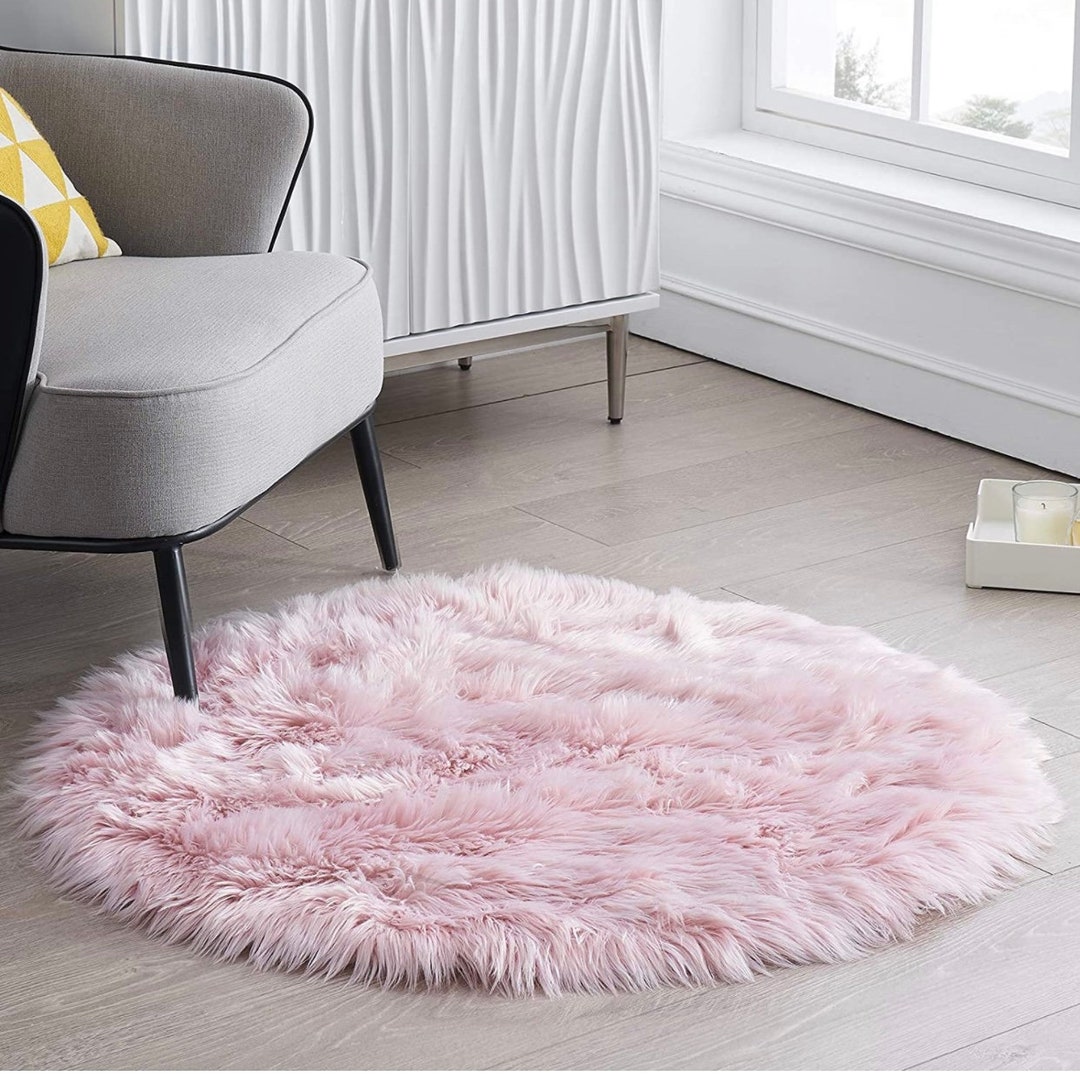 Room Decor 3x3 Feet Pink Rugfaux Fur Rug Fluffy Rug Pink Fur Rug Bedroom Rugs Living Room Rugs