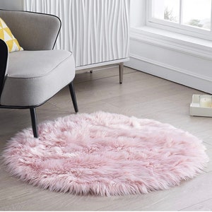 Soft Fluffy Faux Fur Rug - Washable Shaggy Fur Rugs, Small Round Carpe –  DormVibes