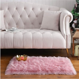 Nursery Decor 2x3 Feet Pink Rug-Pink Fur Rug-Rugs For Bedroom-Rugs For Living Room-Bedroom Rugs- Living room Rugs-Faux Fur Rug