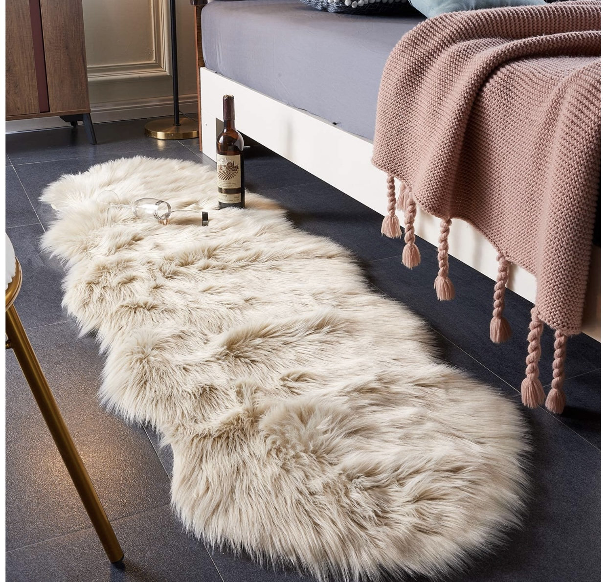 Room Decor 2x6 Feet Beige Faux Fur Rug Rugs for Living Etsy