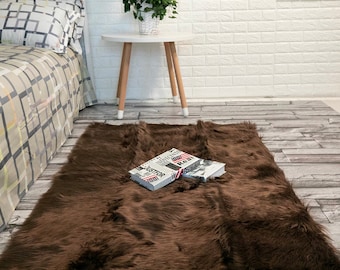 Room Decor 3x5 Feet Brown Sheepskin Faux Fur Rug- Rugs For Bedroom- Rugs For Living Room- Nursery Rugs