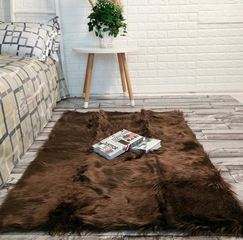 3x5 Feet Brown Sheepskin Faux Fur Rug Rugs for Bedroom Rugs Etsy
