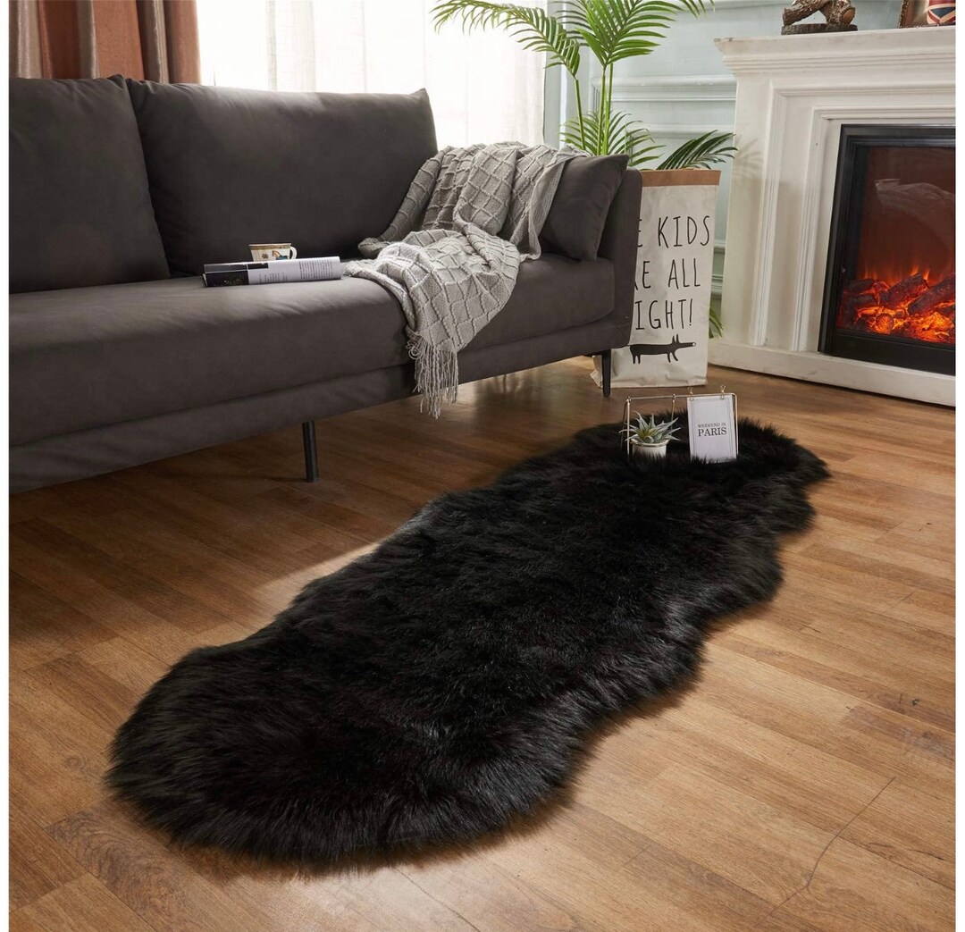 Room Decor 2x6 Feet Black Fluffy Rugs Bedroom Rugsliving Room Rugs