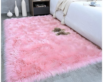 Fluffy Pink Rug, Light Pink Fur Rug