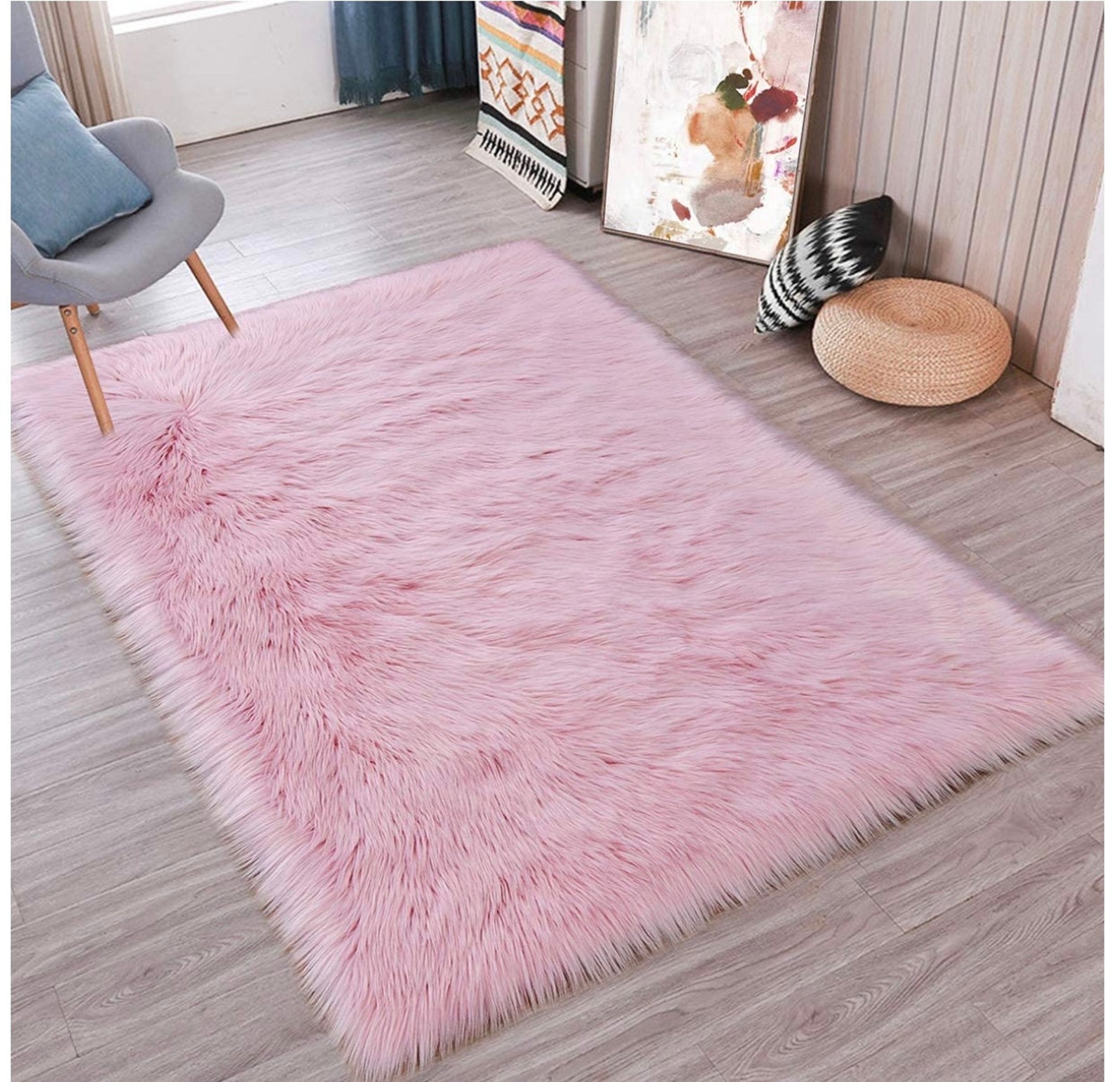 3x5 Feet Fluffy Sheepskin Faux Fur Rug PinkRugs for Etsy
