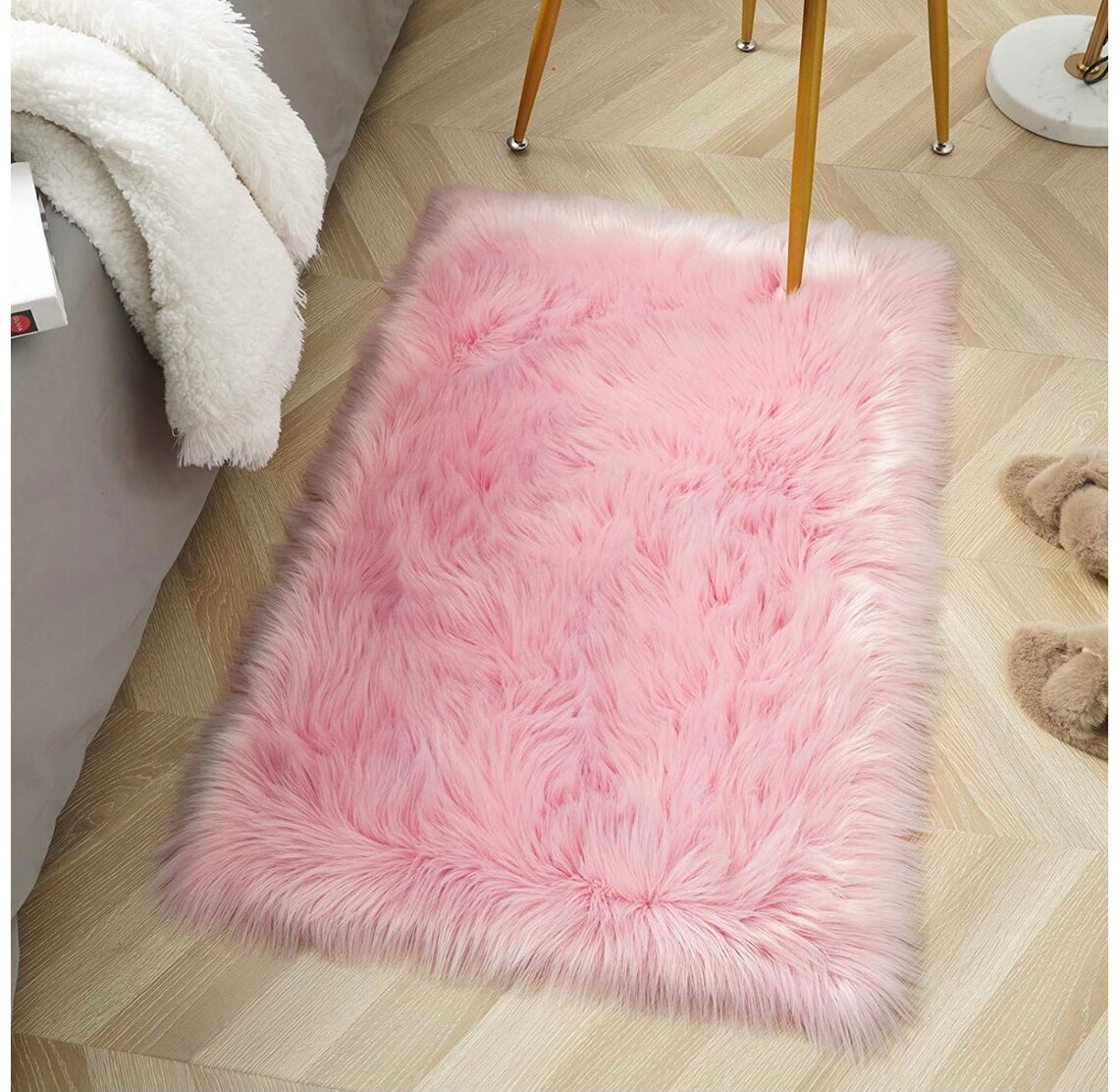 3x5 Feet Fluffy Sheepskin Faux Fur Rug PinkRugs for Etsy