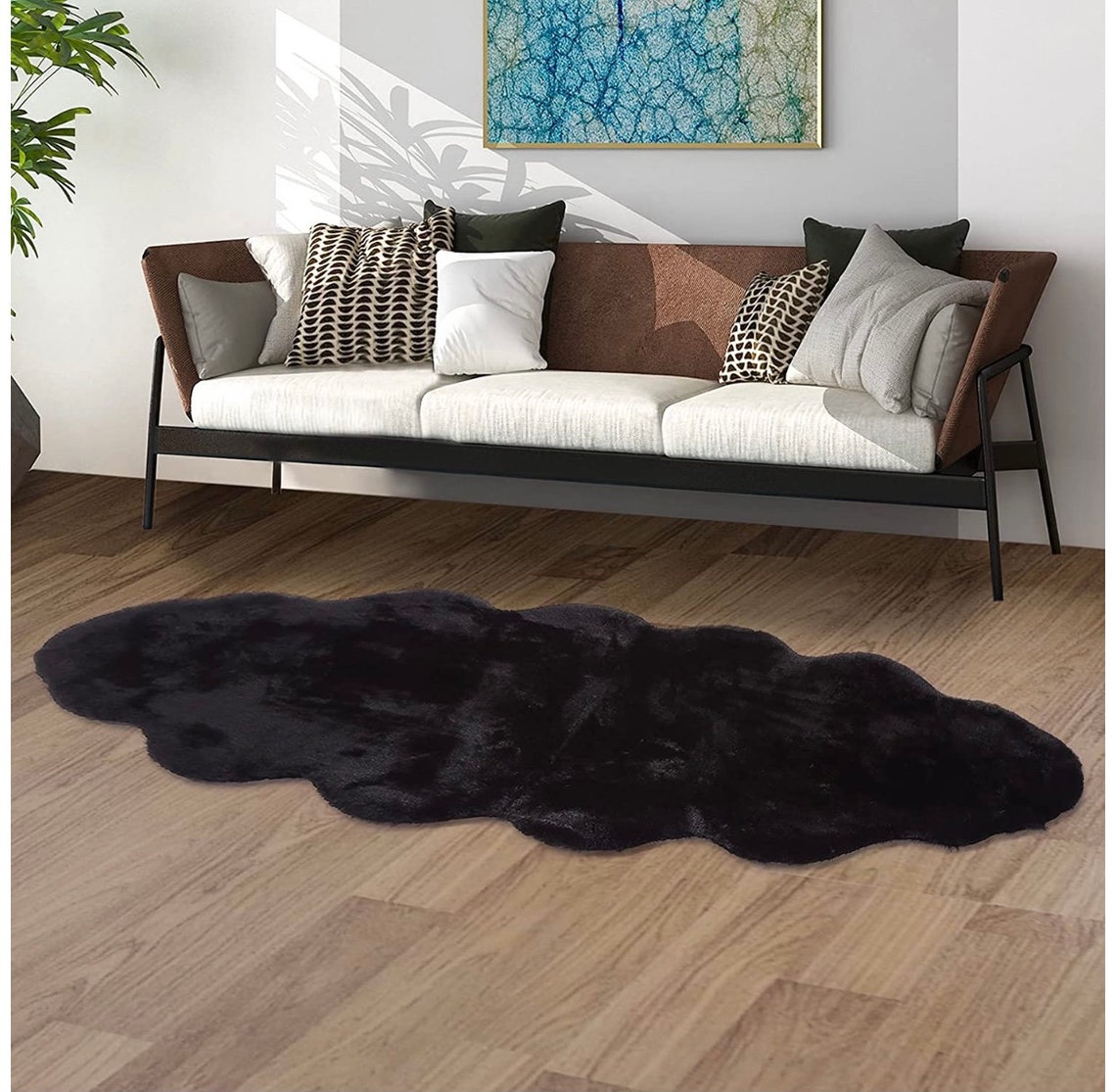 Room Decor 2x6 Feet Rugblack Fur Rug Soft Rug Sheepskin Etsy