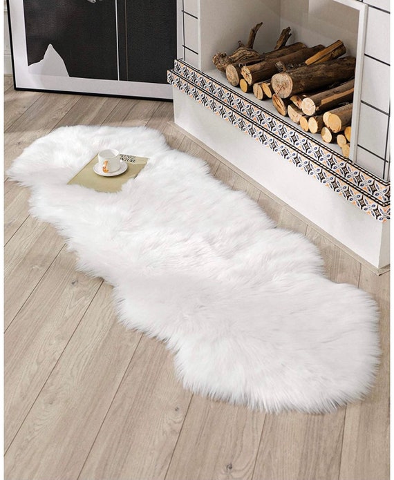 White Fur Dresser Runner, Fluffy Furry Dresser Cover Top for 15