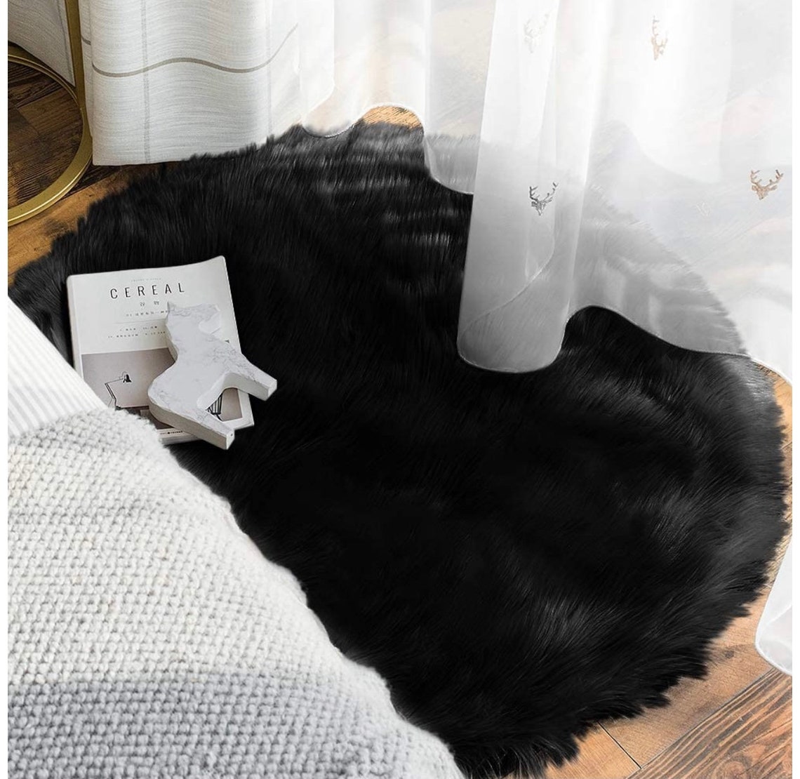 Room Decor 3x3 Feet Fluffy Rug Black Rug Rugs for Bedroom Etsy UK