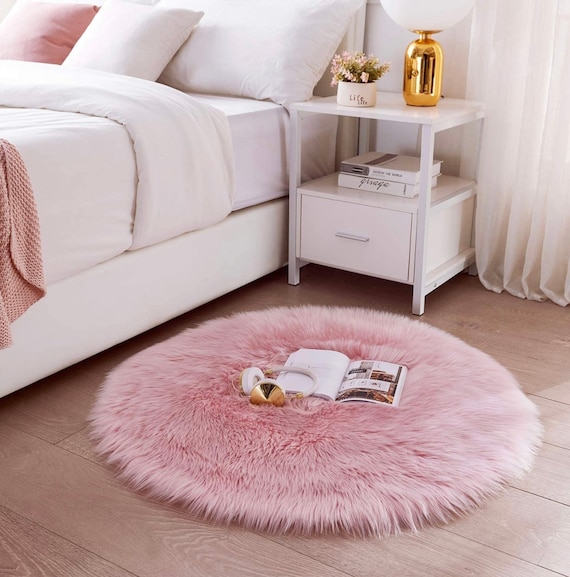 Faux fur pink rug online