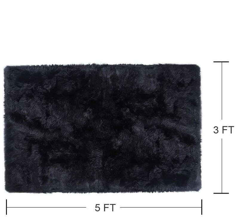 3x5 Feet Black Fluffy Sheepskin Faux Fur Rugrugs for Etsy