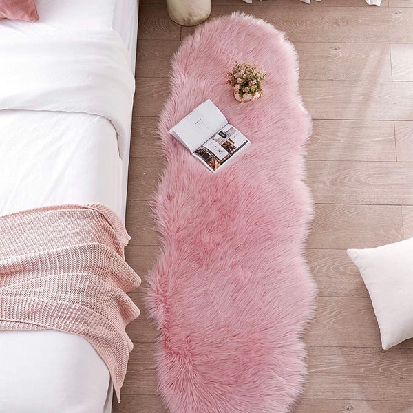 2x6 Feet Rug-Pink Rug-Fluffy Rug- Rugs for Living Room- Nursery Rug-Sheepskin Rug- Rugs For Bedroom- Furry Rug- Pink Sheepskin Rug