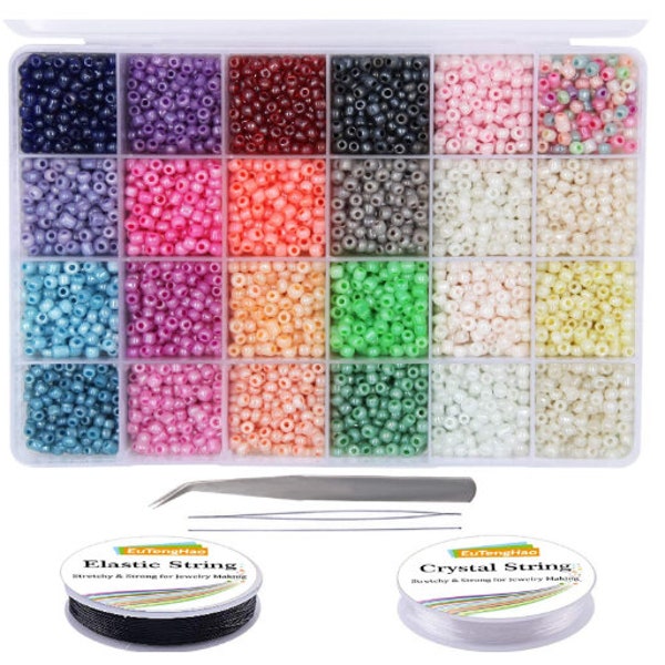 6000pcs Glass Seed Beads Small Craft Beads (4mm, 250 Per Color, 24 Colors) FREE Shipping