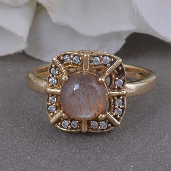 Peach Moonstone Ring, Gemstone Ring, gifts Of Rings, Unique  Ring, Boho Rings, Infinity Ring, Anniversary Ring, Dainty Ring, statement ring